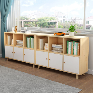 tb509677102淘宝定制实木书柜书架带玻璃门落地矮柜整墙推拉门客厅