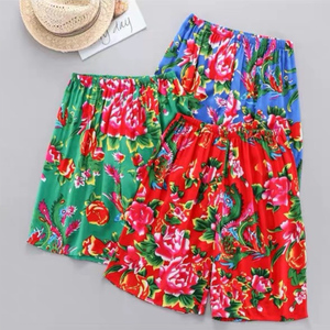 东北农村大花布裤衩民族风大花裤衩短裤男女情侣居家宽松短裤裤衩