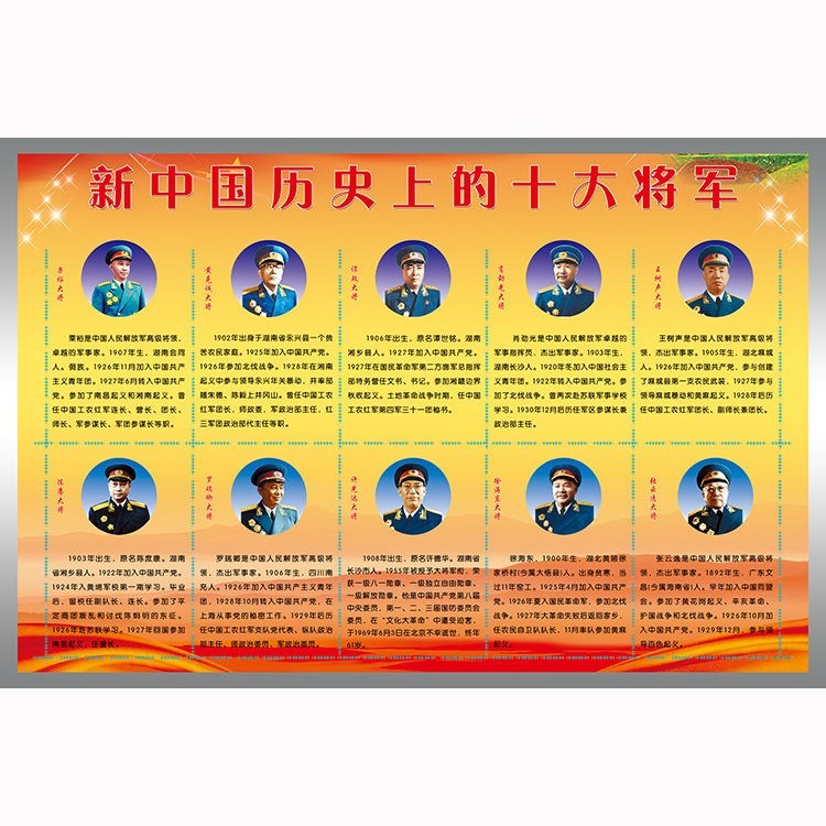 280人付款淘宝-覆膜防水伟人画像开国十大元帅十大将军室内装饰墙画