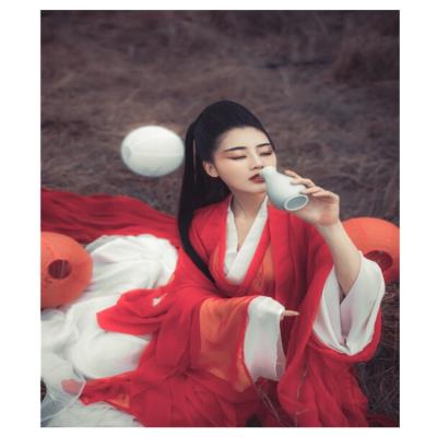 汉服女中国风广袖笑傲江湖东方不败古装演出服装全套女大红色古风