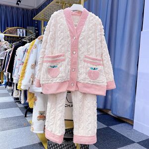 官方罗丽丝旗舰店秋冬睡衣女小香风珊瑚绒加厚保暖冬季简约优惠券