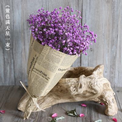 新品满天星干花复古英文报纸花束客厅办x公室装饰摆设ins插花北.