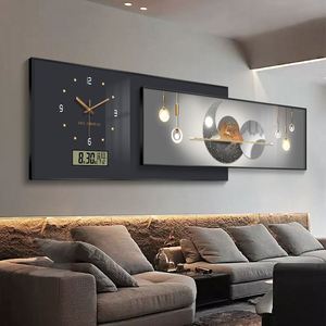 福禄客厅装饰画带钟表简约现代抽象沙发背景墙挂画万年历高档壁画