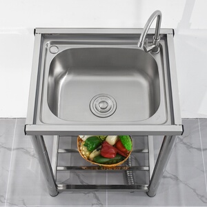 厨房304不锈钢水槽单槽带n支架简易洗菜盆厚商用家用洗手池大家用