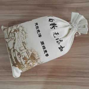 面粉袋棉布束口袋面粉包装袋面袋子面口袋帆布抽绳袋 5斤装(有图