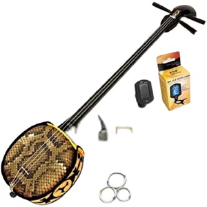 日本进口 三味线 冲绳三线黑檀木shamisen人造皮日本三弦吉他乐器