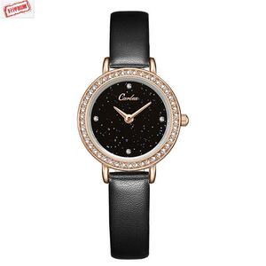 卡乐时镶钻时尚绿色休闲小绿表潮流韩版防水石英手表女