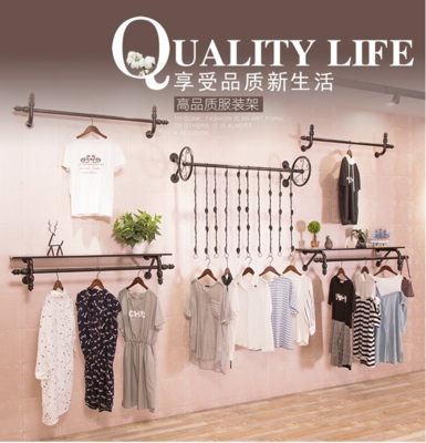 琳琳家墙体衣架展示架挂杆复古服装店专用衣服商场双夏特百货店69