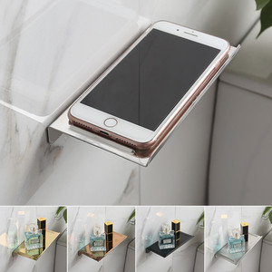 卫生间放手机架免打孔浴室厕所墙上金色不锈钢置物架多功能支托盘