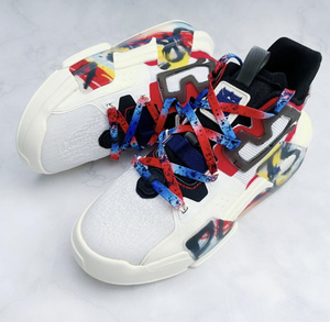 22适配anta安踏霸道3.0丹宁蓝q 涂鸦白黑红反光星星鞋带泼墨扎染