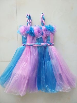 环保主持材料时装秀废旧母女垃圾袋制作服合唱服塑料袋服装创意