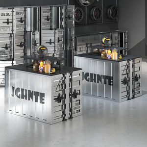 工业风创意中岛展示台服装店收纳柜子店铺双面样品货架模型阶梯柜