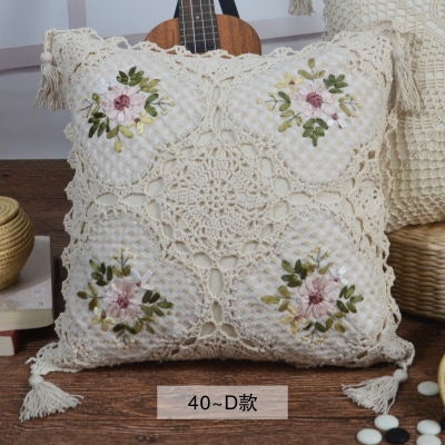 花街5号客厅沙发抱枕靠垫手工钩针钩花棉线镂空编织靠背垫含芯