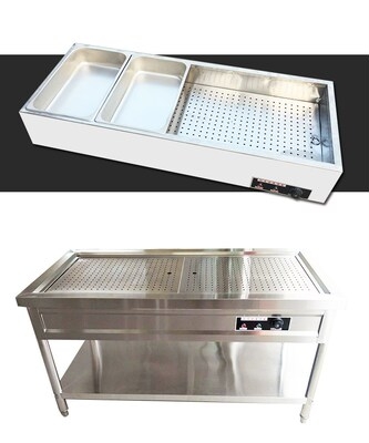 新款快餐保温台台饭台蒸菜台蒸饭售小碗菜加热台气燃式浏阳不锈.