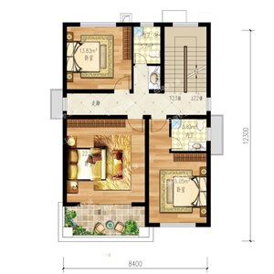 3248三层小型t两间欧式别墅设计图纸农村带阳台自建房屋子简单经