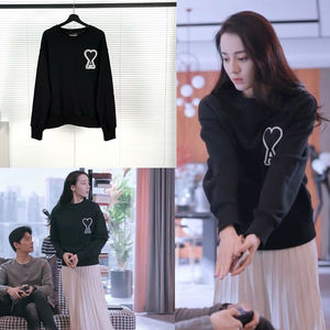 2021年ami爱心迪丽热巴明星同款长袖卫衣t恤男女生情侣款青年学生