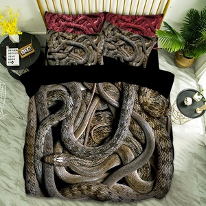 春个性潮酷被套三件套黑色男生欧美风diy网红蛇图案的床单四件套
