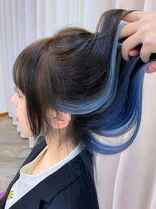短发挂耳染假发片挑染卷发紫色蓝色女头顶银色假发cos微卷内扣发