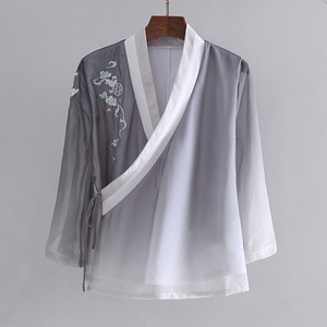 高档变八茶叭绣汉渐分禅风袖新春喇丝中国上夏衣服款花天雪式纺色