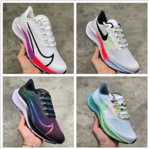 官网耐克潮nike air zoom pegasus 飞马37女鞋彩虹透气运动跑步鞋