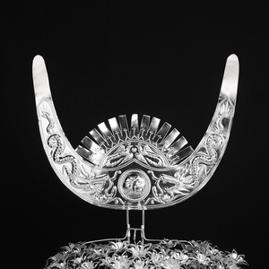 新品苗族银帽凤冠头饰头戴牛角土家族饰品贵州湖南云南银饰服装配