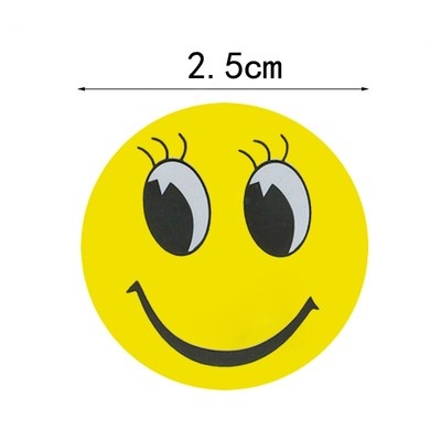 500个/卷黄色笑脸与睫毛快乐贴纸封口贴表情符号儿童教师奖励贴.