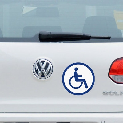 包邮残疾人机动车标志汽车贴纸反光贴t警示贴前挡后挡贴c5车尾.
