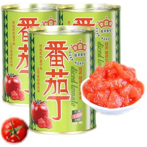 冠农新疆番茄丁罐头新鲜去皮番茄酱火锅底料番茄牛骨汤料400g*5罐