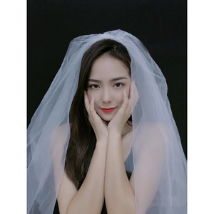 z拍照道具复古新娘头饰超仙森系网红抖音同款婚纱白色头纱女黑简