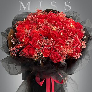 护士节520情人节母亲节52朵红玫瑰花束生日礼物永生花送妈妈礼物