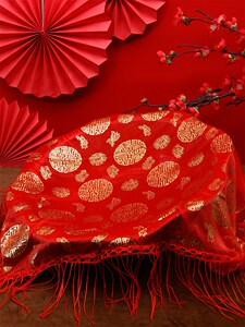 安哥拉猫99淘宝人气秀禾结婚盖头床头柜布刺绣大红绸缎龙凤鸳鸯牡丹