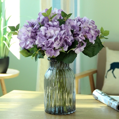 简约彩色透明花m瓶水培中号玻璃花插绣球花器客厅桌面干花创意摆