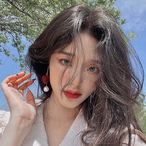 【steph红桃心丝绒爱心形简约珍珠温柔可爱新潮耳环耳坠