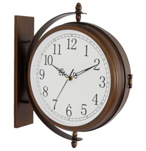 现代报时餐厅钟表挂表简约家用北欧q数字双面挂钟客厅时尚创意两