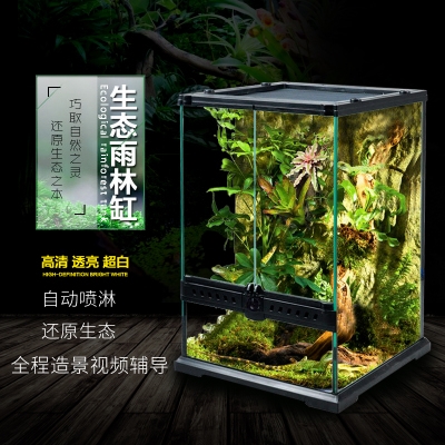 玻璃乌龟缸带晒台造景别墅海水雨林大型生态饲养长方形阳台大鱼缸绿