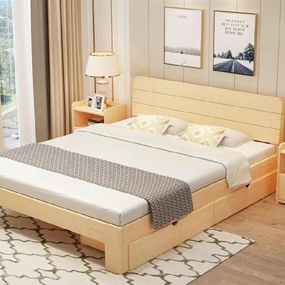 床架铁艺实木床1.8米双人床婚床带储物席梦思中式经济型工厂1*2米