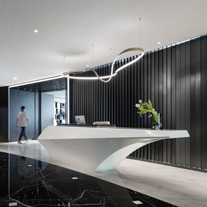 公司美容院异型弧形吧台仿大理石烤漆收银前台接待台大气时尚创意