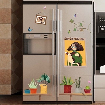 新品贴画整温饰侧面冰箱可通北欧移除贴花装馨r卡小对开门贴纸贴