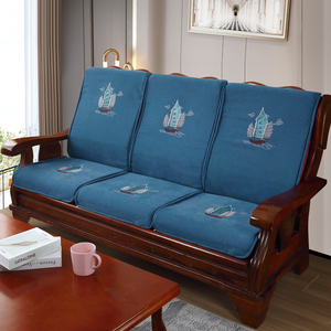 实木沙发坐垫带靠背加厚海绵垫子防滑红木质沙发垫老款春秋椅中式