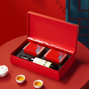 中秋大红袍红酒茶叶包装盒空礼盒高档红茶金骏眉茶酒组合礼盒空盒