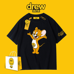 猫和老鼠联名drew短袖t恤house笑脸美式高街fog宽松半袖潮牌上衣