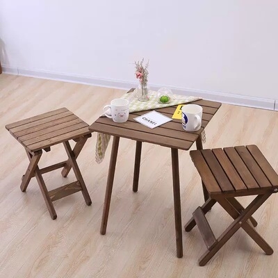 实木木质防腐圆形小茶几小户型桌子客m厅户外阳台床头柜边几小方