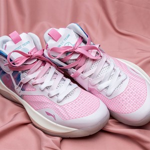 适配李宁音速team冰淇淋篮球鞋粉色渐变粉珠光粉扎染音速九鞋带