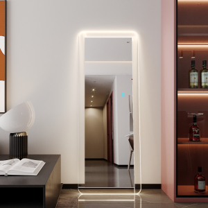 智能亚克力落地全身镜带灯led试衣镜方形发光女生少女网红穿衣镜