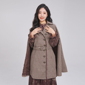 axes femme法式酷飒风格蝙蝠袖披肩时髦风衣外套女士斗篷ts441x38