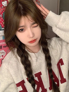 jk假发女自然逼真空气刘海双马尾麻花辫子可爱修圆脸齐腰长直发套