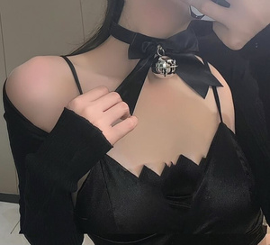 圣诞铃铛挂脖抖音摇铃变装项圈女颈带禁欲系项链性感蕾丝颈链配饰