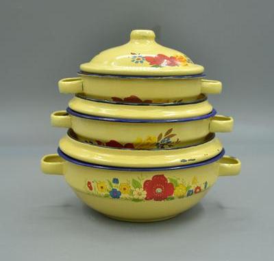 塘瓷容器有耳汤碗双耳搪瓷碗盆带盖80年代怀旧碗复古餐具文艺老.