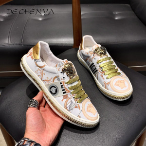 2022年新款官网正品美杜莎高端品牌男鞋国际大牌印花小白鞋男板鞋