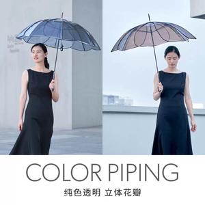 透明伞8骨花瓣创意加厚直杆伞超轻男女生日本小清新自动透明雨伞